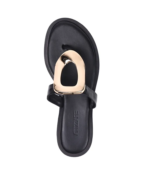 Женские шлепанцы Attizzare кожаные черные - фото 2 - Miraton