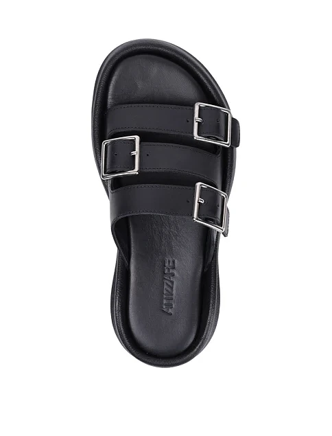 Женские шлепанцы Attizzare кожаные черные - фото 2 - Miraton