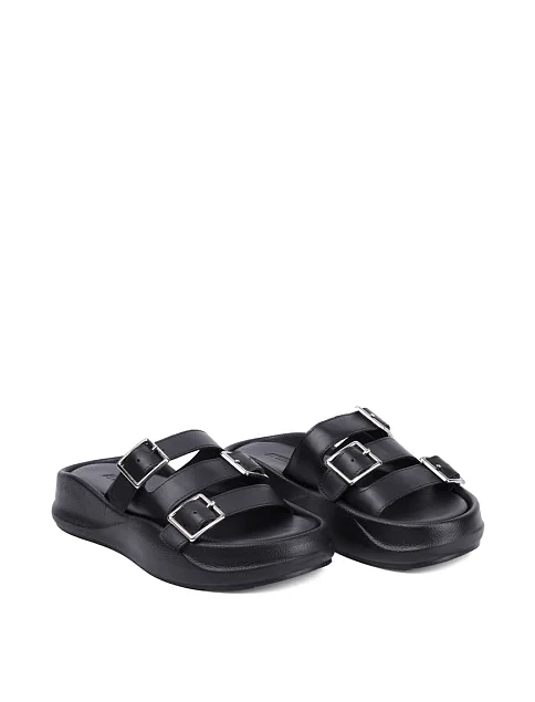 Женские шлепанцы Attizzare кожаные черные - фото 3 - Miraton