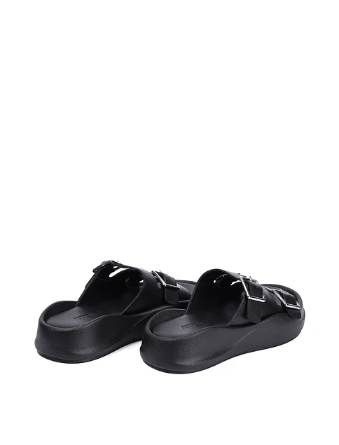 Женские шлепанцы Attizzare кожаные черные - фото 4 - Miraton