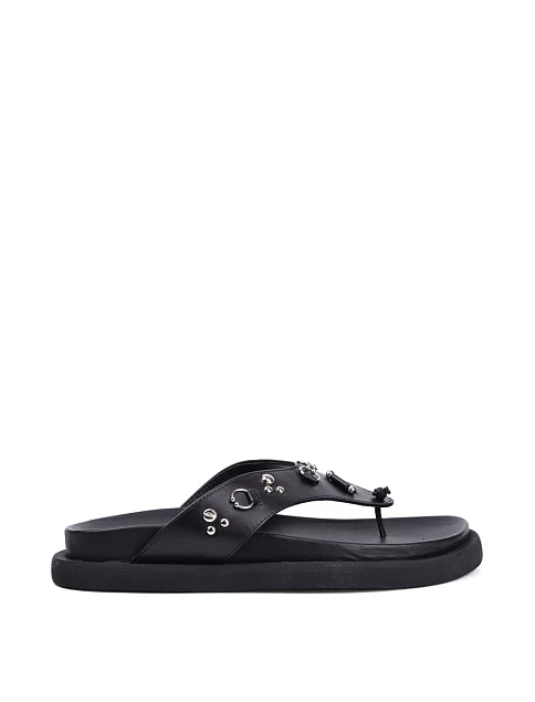 Женские шлепанцы Attizzare кожаные черные - фото 1 - Miraton