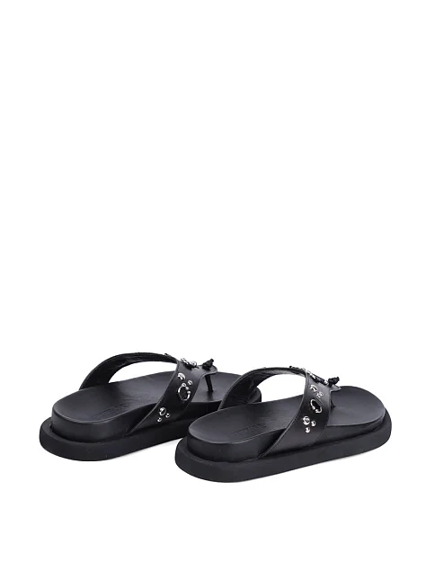 Женские шлепанцы Attizzare кожаные черные - фото 4 - Miraton