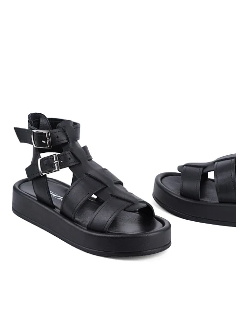 Женские сандалии Attizzare кожаные черные - фото 2 - Miraton