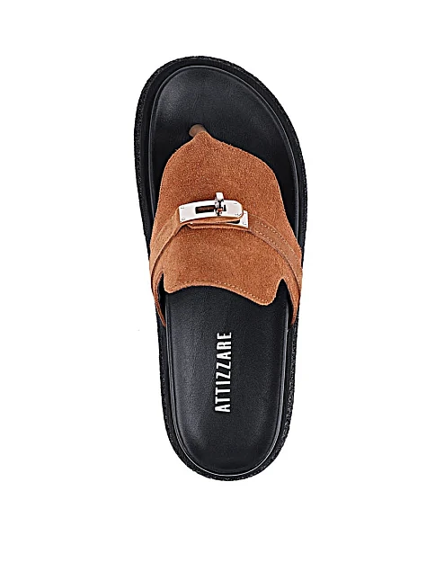 Жіночі шльопанці Attizzare замшеві коричневі - фото 2 - Miraton