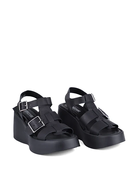 Женские босоножки Attizzare кожаные черные - фото 3 - Miraton