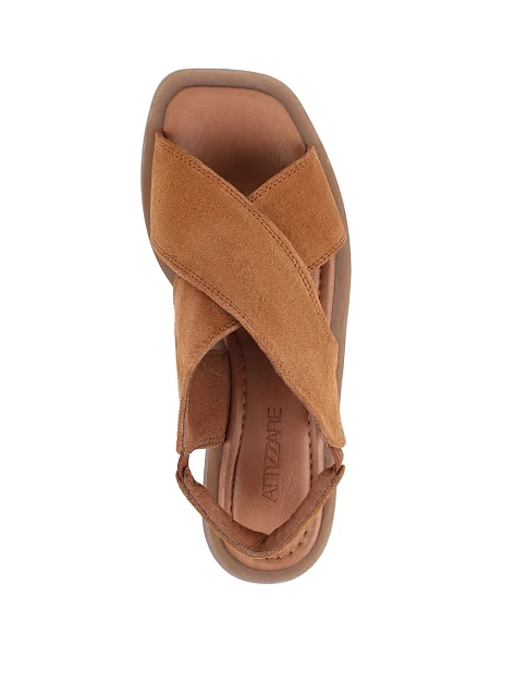 Женские сандалии Attizzare велюровые коричневые - фото 2 - Miraton