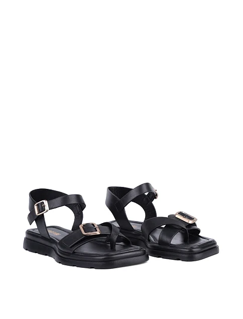 Женские сандалии Attizzare кожаные черные - фото 3 - Miraton