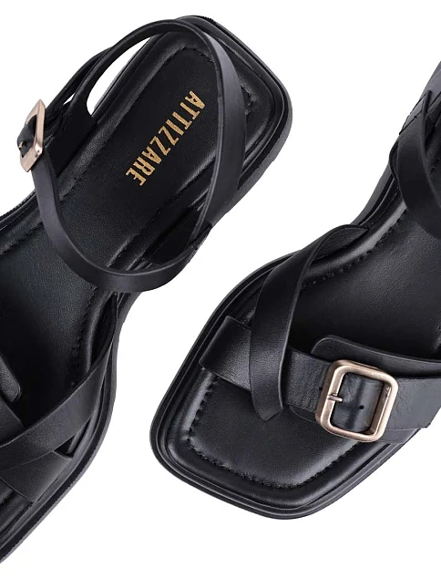 Женские сандалии Attizzare кожаные черные - фото 5 - Miraton