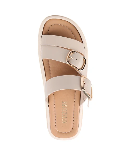 Женские шлепанцы Attizzare кожаные рисового цвета - фото 2 - Miraton