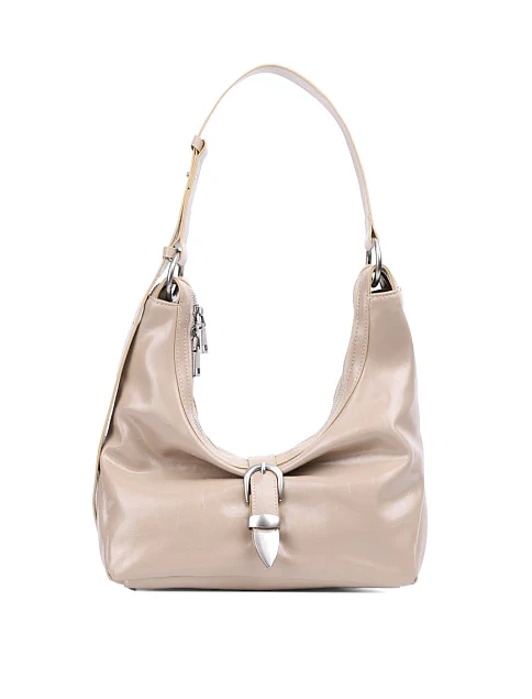Женская сумка хобо MIRATON кожаная бежевая - фото 1 - Miraton
