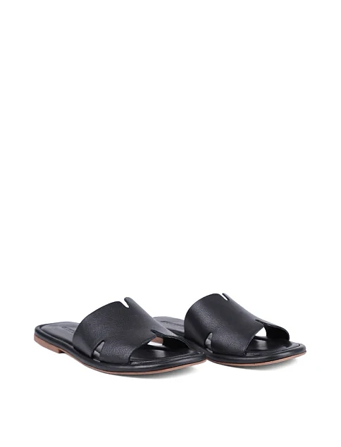 Женские шлепанцы Attizzare кожаные черные - фото 3 - Miraton