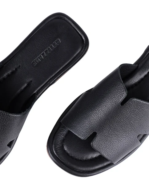 Женские шлепанцы Attizzare кожаные черные - фото 5 - Miraton