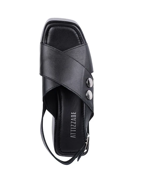 Жіночі босоніжки Attizzare шкіряні чорні - фото 5 - Miraton