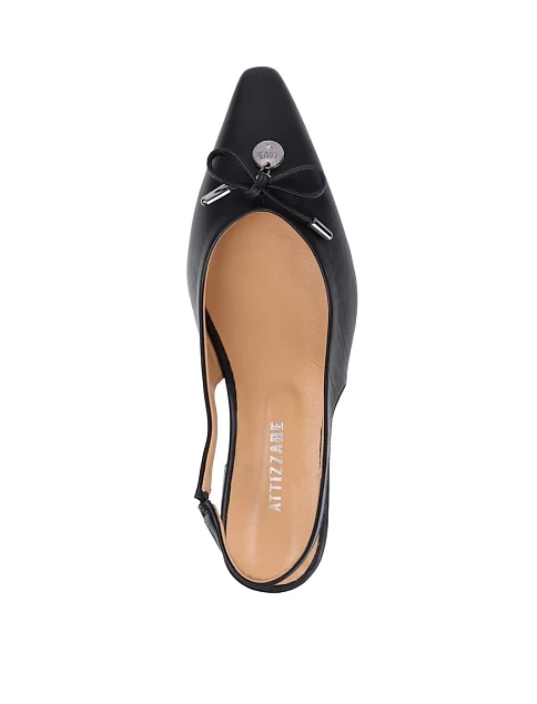 Женские балетки слингбеки Attizzare кожаные черные - фото 2 - Miraton