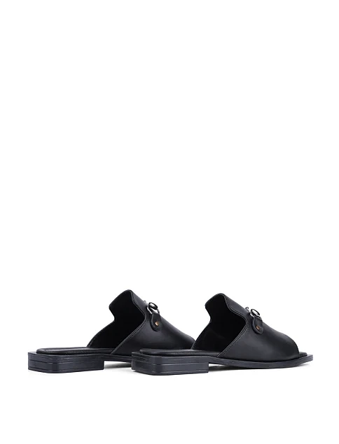 Женские шлепанцы Attizzare кожаные черные - фото 4 - Miraton