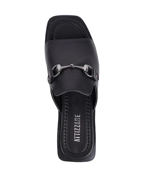 Женские шлепанцы Attizzare кожаные черные - фото 5 - Miraton