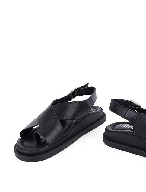 Женские сандалии Attizzare кожаные черные - фото 2 - Miraton