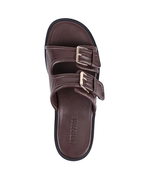 Женские шлепанцы Attizzare кожаные коричневые - фото 1 - Miraton