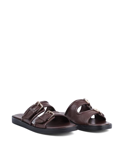 Женские шлепанцы Attizzare кожаные коричневые - фото 3 - Miraton