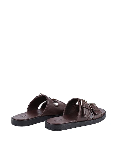 Женские шлепанцы Attizzare кожаные коричневые - фото 4 - Miraton