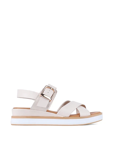 Женские босоножки INUOVO кожаные рисового цвета - фото 1 - Miraton