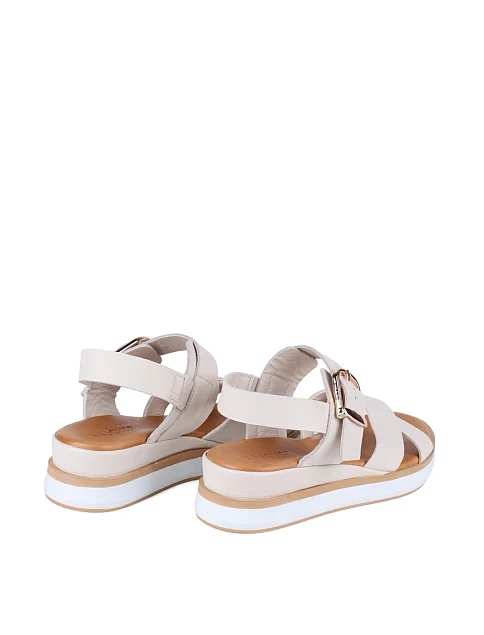 Женские босоножки INUOVO кожаные рисового цвета - фото 4 - Miraton