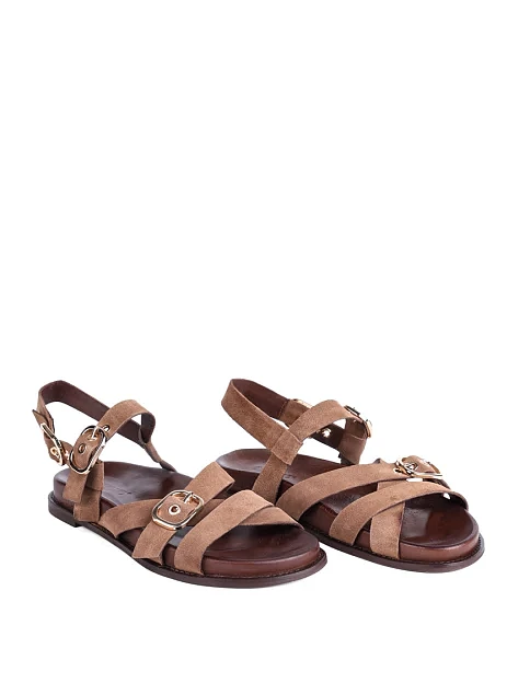 Женские сандалии INUOVO велюровые коричневые - фото 3 - Miraton