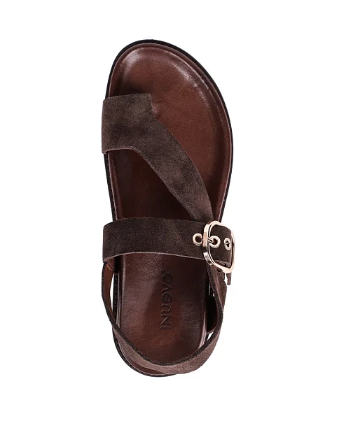 Женские сандалии INUOVO велюровые коричневые - фото 5 - Miraton