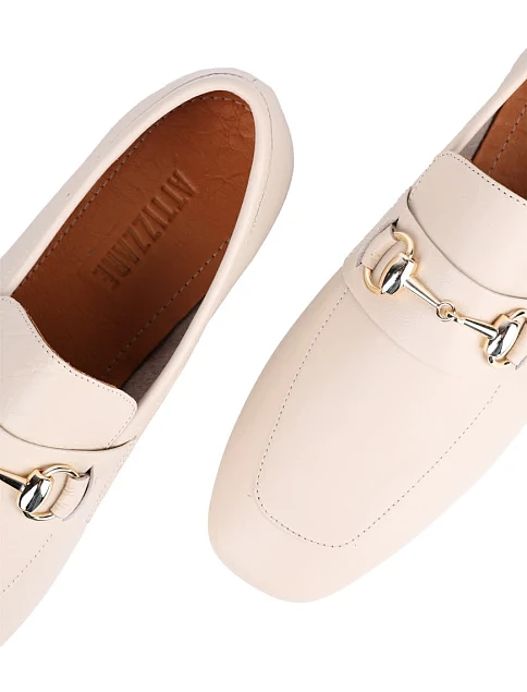 Женские слиперы Attizzare кожаные рисового цвета - фото 5 - Miraton