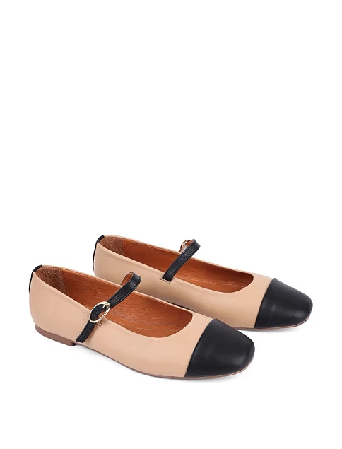 Женские балетки Attizzare кожаные бежевые - фото 4 - Miraton