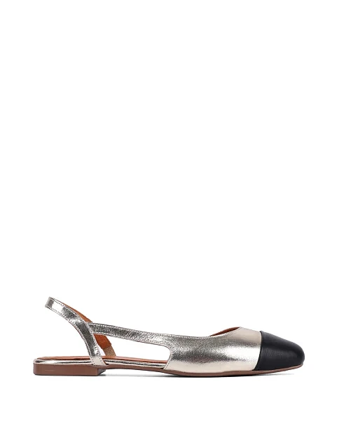 Женские балетки слингбеки Attizzare кожаные золотого цвета - фото 1 - Miraton