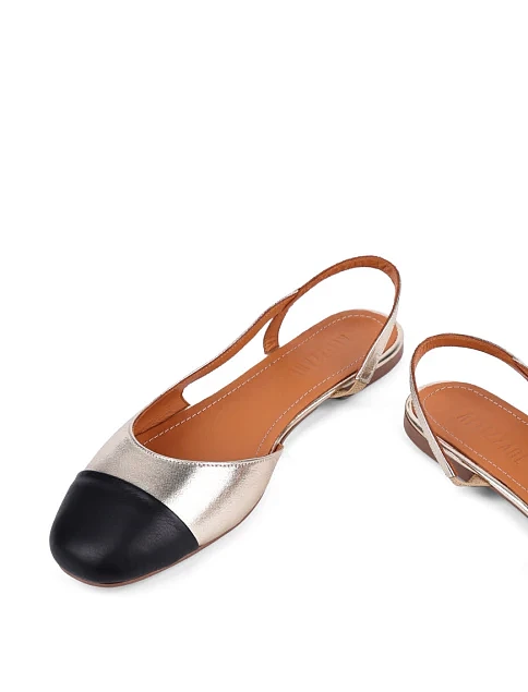 Женские балетки слингбеки Attizzare кожаные золотого цвета - фото 2 - Miraton