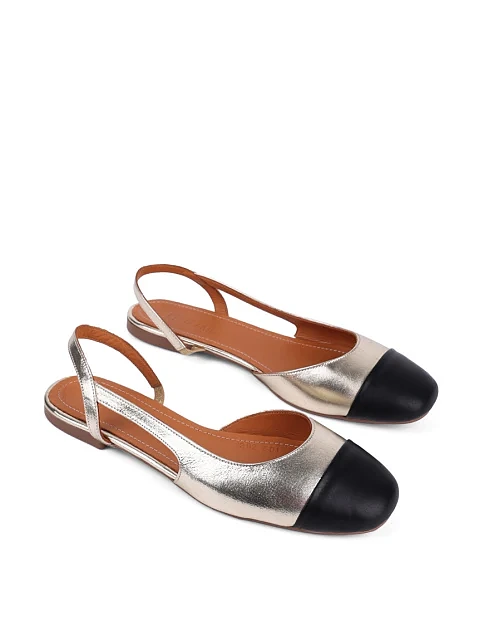 Женские балетки слингбеки Attizzare кожаные золотого цвета - фото 3 - Miraton