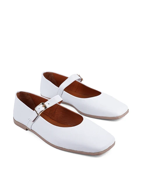 Женские балетки Attizzare кожаные белые - фото 3 - Miraton