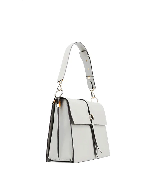 Женская сумка через плечо MIRATON кожаная молочного цвета - фото 2 - Miraton