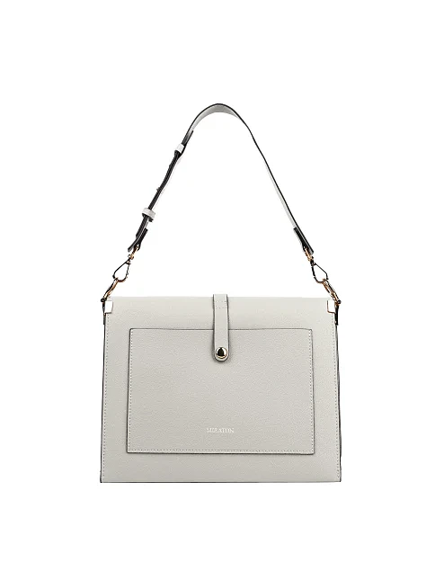 Женская сумка через плечо MIRATON кожаная молочного цвета - фото 3 - Miraton