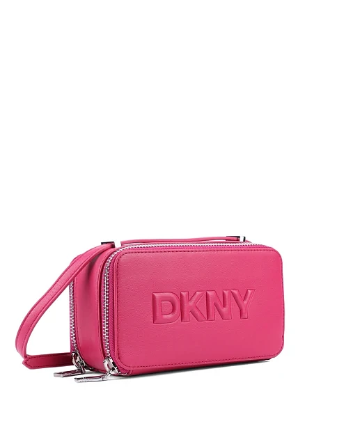Женская сумка camera bag DKNY из экокожи бордовая с логотипом - фото 2 - Miraton
