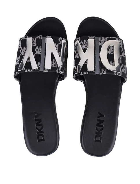 Женские шлепанцы DKNY тканевые черные - фото 2 - Miraton