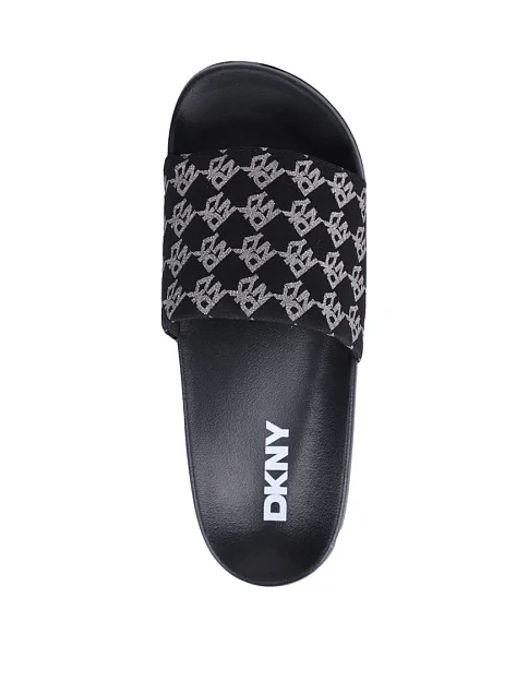 Женские шлепанцы DKNY тканевые черные - фото 2 - Miraton