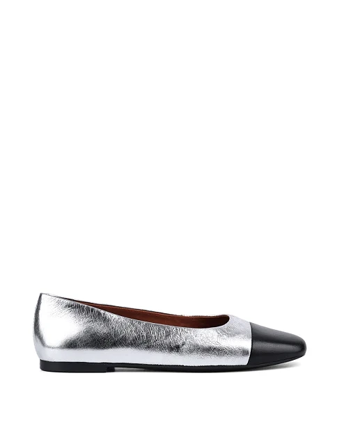 Женские балетки Vagabond кожаные серебряного цвета - фото 1 - Miraton