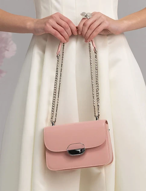 Женская сумка кросс-боди MIRATON кожаная розовая - фото 2 - Miraton