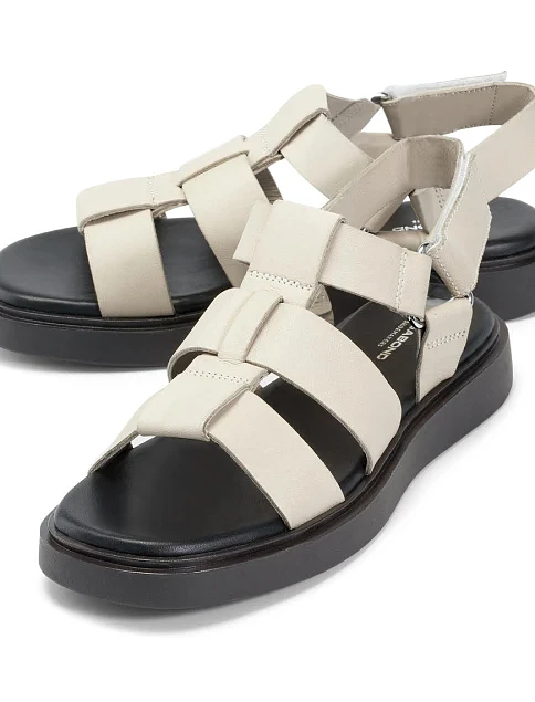 Женские сандалии Vagabond Connie кожаные молочного цвета - фото 4 - Miraton