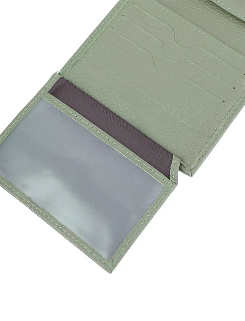 Женский кошелек кожаный зеленый - фото 5 - Miraton