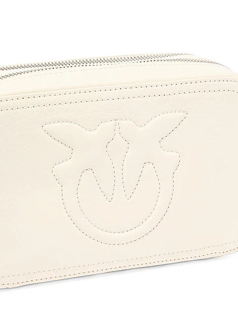 Женская сумка camera bag Pinko кожаная молочного цвета - фото 3 - Miraton