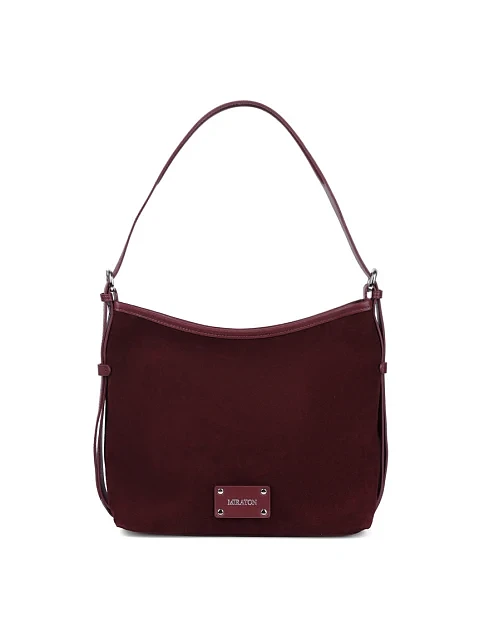 Жіноча сумка хобо MIRATON замшева бордова - фото 1 - Miraton