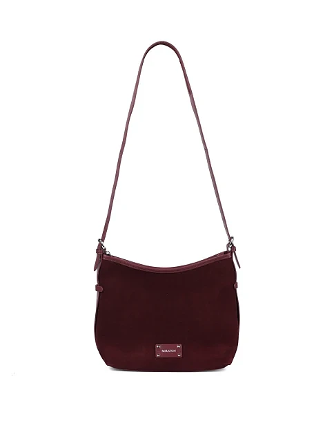 Жіноча сумка хобо MIRATON замшева бордова - фото 7 - Miraton