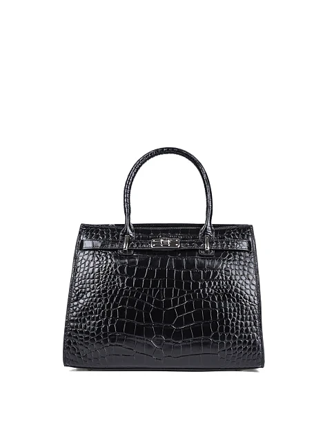 Женская сумка тоут MIRATON кожаная черная - фото 1 - Miraton