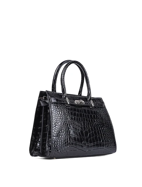 Женская сумка тоут MIRATON кожаная черная - фото 2 - Miraton