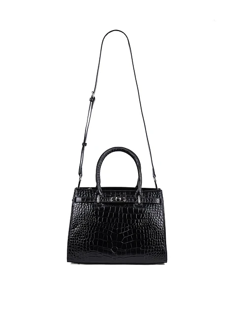 Женская сумка тоут MIRATON кожаная черная - фото 5 - Miraton