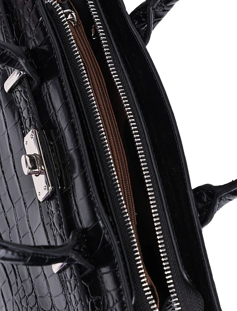 Женская сумка тоут MIRATON кожаная черная - фото 6 - Miraton